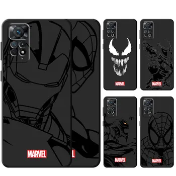 Marvel Spiderman, Ironman Telefon Caz Pentru Xiaomi Redmi Nota 9 11 8 Pro 11T 11S 10S 10 Lite 8T 7 9 9M Negru Funda Capa