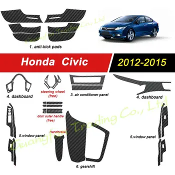 3D/5D Fibra de Carbon Interioare Auto Capac Consola Autocolant de Culoare Decalcomanii de Produse Accesorii Piese Pentru Honda Civic 9 Gen 2012-2015