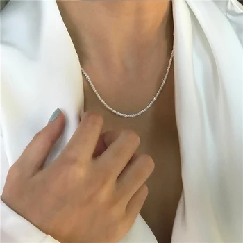 De Moda De Argint De Culoare Strălucitoare Clavicula Lanț Cravată Colier Pentru Femei Bijuterii Fine Petrecere De Nunta, Cadou De Ziua 2021