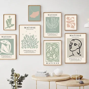 Matisse Abstract Fata De Linia Confrunta Cu Frunze De Copac De Perete De Arta Canvas Nordic Postere, Pictură Și Printuri De Imagini De Perete Pentru Living Decorul Camerei
