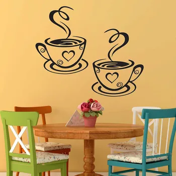 1 BUC Vânzare Fierbinte O Ceașcă de Cafea de Cafea Generație Sculptate Verde Citat Restaurant Bucatarie Perete Amovibil Autocolante DIY Home Decor