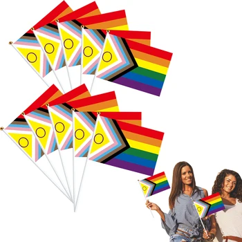10buc Mini Mândrie Steagul Pe stick-uri Gay Pride Stick Steaguri Portabile LGBTQ Stick Steaguri Mini Steaguri Curcubeu Pentru Gay Pride Decor