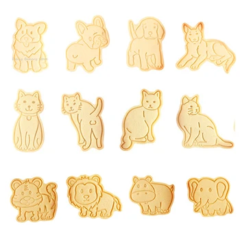 1 Set De Desene Animate De Animale Cookie Cutter Pisica Drăguț Câine În Formă De Biscuit Relief Mucegai Fondant Tort De Decorare Instrumente Fondant Matrite
