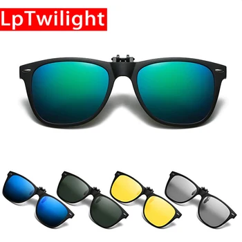 2022 TR90 Polarizati Clip-On ochelari de Soare Barbati Flip Up Fotocromatică ochelari de Soare Oglinda Albastru Galben Lentile de Noapte Viziune Ochelari de Conducere
