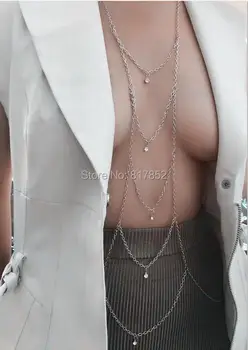 FashionStyle WRB78Women Placat Cu Argint Lanturi Argint Stras Margele Lanțuri Straturi Bikini Sexy Lanțuri De Bijuterii 2 Culori
