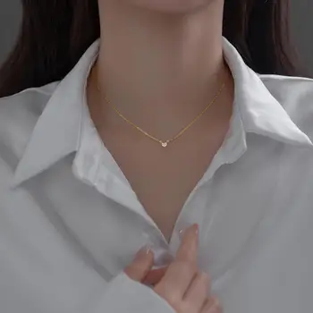S925 Argint Full Diamond Dragoste Pandantiv Clavicula Lanț Dulce Mic Scurt Colier Pentru Femei Bijuterii Fine Accesorii