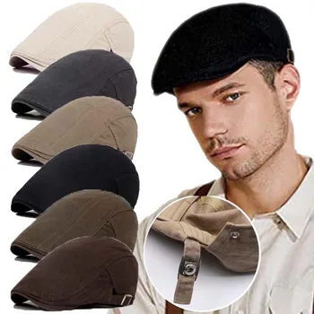 Retro Western Vânzător De Ziare Capace Berete Pălărie De Vară De Primăvară Reglabil Bărbați Pălării De Soare Din Bumbac Simplu Bereta Pălărie Margine Plat Agrement Bărbați Capace