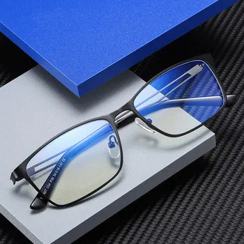 Ochelari Pentru Bărbat și Femeie Full Rim Cadru Metalic Eyewears cu Gol Afară de Templu Picioare Anti-Albastru Optice Ochelari