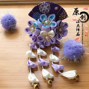 Kimono Ornament de Par Fan Sakura Tsumami zaiku kanzashi Ac de păr Stil Vechi Yukata Moț Floare Clip de Păr Accesorii lucru manual