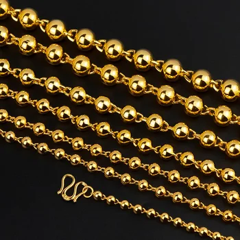 Pur Aur de 18K Margele Colier pentru Bărbați Lanț Veritabil Solid pentru Femei Nuntă de Lux Bijuterii Fine Om Cadouri