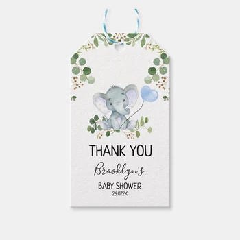 Personalizat Elefant Albastru Ballo baietel Duș Mini Sticla Mulțumesc Tag-uri DIY Petrecere, Cadou de Ziua de naștere pentru Copii Categorie cu Coarda Colorate