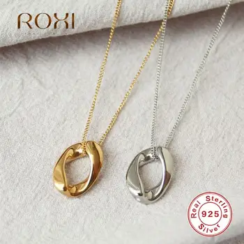 ROXI Gol Oval Colier pentru Femei Fete Casual Minimalism Geometrie Cravată Lanțul de Bijuterii coreeană Collares Ins Clavicula Colier