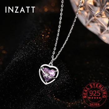 INZATT Real Argint 925 Cristal Inima Cravată Colier Pentru Femei Clasic Bijuterii Fine Minimalist Bijoux