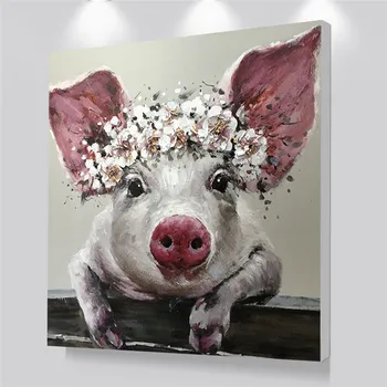 Arta De Perete Panza Printuri Drăguț De Porc De Animale Pictură În Ulei Decorare Camera Copilului Imagini De Artă Nordic Copii Decorare Cadru Nr.