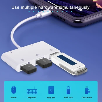 Lightning la USB OTG Card Reader Camera Adaptor HUB Cablu USB 3 Unitate Flash cu Portul de Încărcare pentru iPhone 13 12 11 8Pro 7 6/iPad