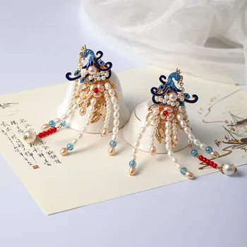 1 buc Stil Antic Chinez Perle Margele Agrafe Partea Clipuri Hairgrips pentru Femei Fete Hanfu Rochie Costum ccessories FORSEVEN