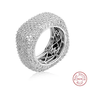 De lux Argint 925 Inele Pentru Femei Strălucire Pătrat Deschide Complet 420PCS Simulat Platinum Diamond inel de Bijuterii cadou