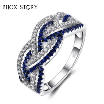 BIJOX POVESTE trendy 925 de bijuterii de argint inel cu safir inel de piatră prețioasă pentru femei logodna de nunta banchet, petrecere, cadou en-gros