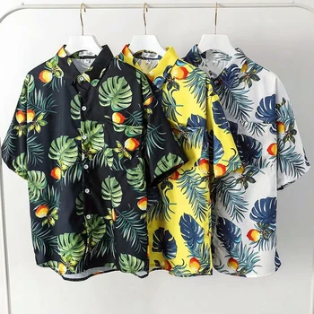 Vara Palmier Tipărite Hawaiian Beach Shirt pentru Bărbați 2020 Maneci Scurte 3XL Aloha Tricouri Barbati, Vacanta Îmbrăcăminte Combinezon