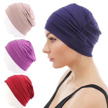 Nouă Femei Moale Musulman Confortabil Chimioterapie Capac Somn Turban Pălărie de Linie pentru Cancer Pierderea Parului Bumbac articole pentru acoperirea capului folie de Cap accesorii de Par