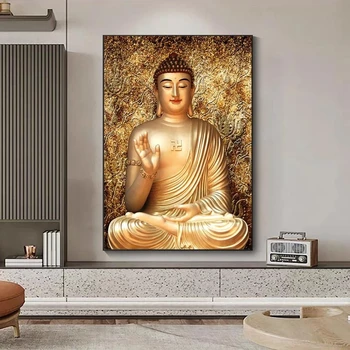 Modern de Aur a lui Buddha Statuie Living Home Decor de Perete Imagine Arta de Perete Panza Pictura Postere si Printuri Cuadros