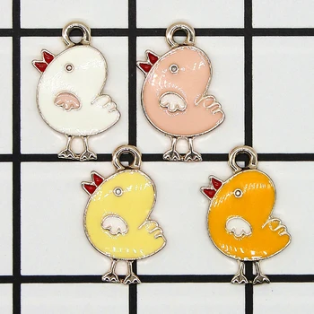 10buc Animale Drăguț Serie de pasăre Email de pui Farmecele Picătură de Ulei de Metal Floatings se Potrivesc Cercei DIY Pandantive Bijuterii Accesorii XL916