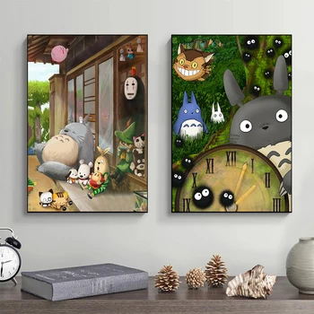 Japonia Celebrul Personaj Anime Totoro Postere Canvas Desene Animate Pline De Culoare Pictura Camera Copii Arta De Perete Decor Acasă Imagini Modular