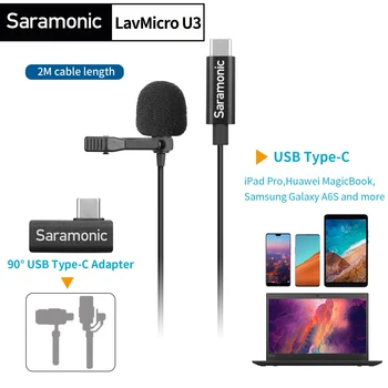 Saramonic LavMicro U3 Serie de Clip-on Condensator Lavaliera Microfon pentru PC, Telefon Mobil Android, iPhone Streaming Rever Microfon