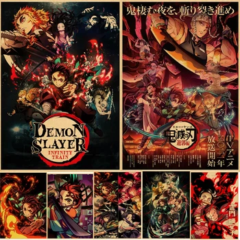 2021 Epocă Anime Japonez Demon Slayer: Lama Infinit Tren Panza De Imprimare Poster Băiat Dormitor De Decorare Arta De Perete Decor