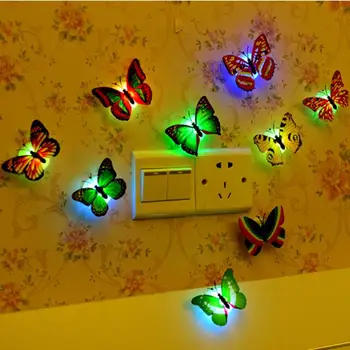 Aleatoare 1buc Fluture Luminos plin de culoare LED Lumina de Noapte Decorative Nunta Lampa Autocolante Copii Mici Cadouri JUCĂRII Joc