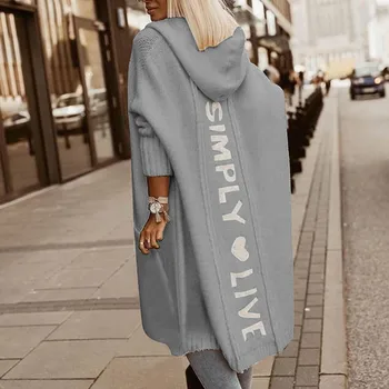 Pur și simplu Trăiesc În 2022 Mult Femeie Scrisoare Hoodie Pulover Tricot Personalizate Cardigan Femei Cardigan Lung Gros Pijama Cardigan pentru Femei