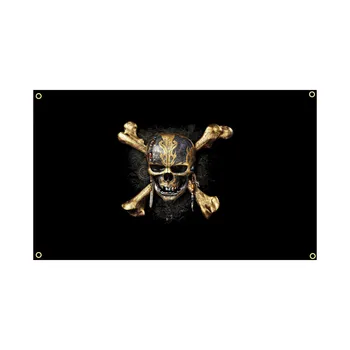 3x5Fts Piratii Craniu Pavilion Banner Film Desene animate Home Decor Agățat steagul 4 Gromments în Colțuri