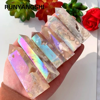 Natural Rainbow Crystal Punct De Înger Aura Cherry Aagate Coloana Sanatoasa Cuarț Turn Decora Convertor De Energie