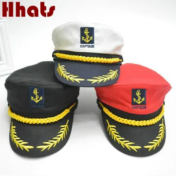 negru alb rosu broderie din bumbac reglabila capac militare de epocă Parinti marinar, pălărie retro plat căpitanul hat navy capota gorras