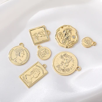 Cupru Blocare Medalie de Monedă Farmecele Reginei Înger Coroana Pandantive 6pcs/lot Pentru Diy Colier Bijuterii Makings