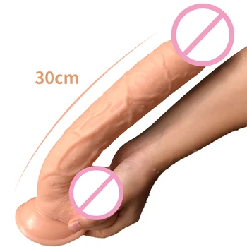 30cm Super Lung Penis Moale Vibrator Puternic cu ventuza Masturbării Feminine Instrument de G-spot Vagin Stimulator Jucarii Sexuale de Cuplu