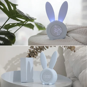 Drăguț Bunny Ureche LED Digital Ceas cu Alarmă Electronice de Sunet USB Control Iepure Lampă de Noapte, Ceas de Birou Acasă Decor Ceas Deșteptător