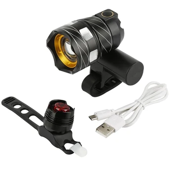T6 LED Biciclete Lumina de Încărcare USB rezistent la apa Avertizare de Siguranță Față-Spate, Lumini Combinație Negru Ruby Stop Fahrrad Licht