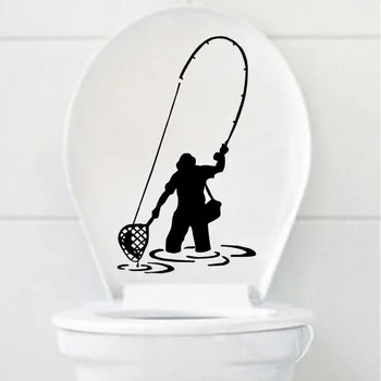Zbura de Pescuit Pescar Amuzant perete Autocolant Toaletă Decal Creative Decor Acasă 4WS0093