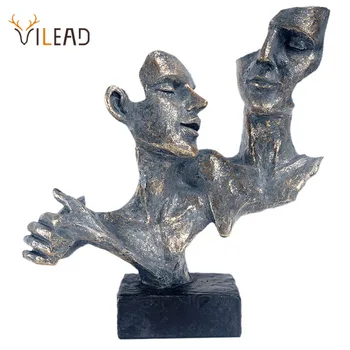 VILEAD Rășină Abstract Cuplu Statuie de Epocă Romantic Iubitorii de Figurine Camera de zi de Decorare Nordic Decor Acasă Accesorii de Birou