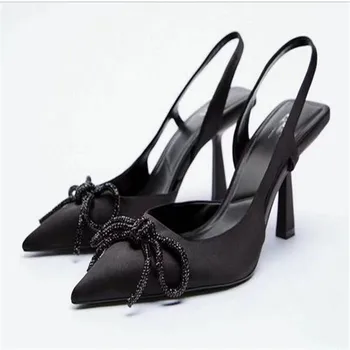 2022 Vara Negru Lucios Arc Sandale Cu Toc Femei Elegant În Aer Liber Sandale Sandale Subliniat Toe Pantofi Cu Toc Sexy Pompe