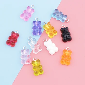 10buc 12mm Colorate Transparente Urs Farmece Drăguț Rășină Pandantiv Farmecele pentru Cercei Bratara Colier Bijuterii Diy Consumabile