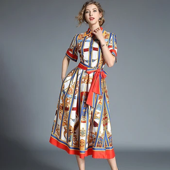 Vintage Rochii Elegante pentru Femei de Vara Arc Imprimare Imperiul Înalt Îmbrăcăminte pentru Femei Maneci Scurte Casual, Rochii Clasice Doamna Marci
