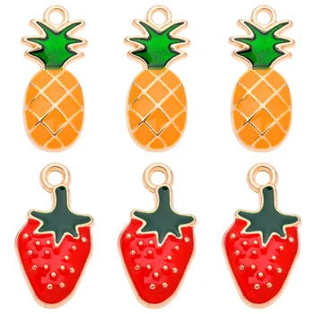 20Pcs Moda de Design Email de Fructe Capsuni Ananas Farmecul de Aliaj Pentru Bijuterii DIY Face Crafting Colier Pandantiv Accesorii