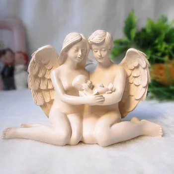 Familie de trei Înger papusa Rășină caracter de decorare camera de zi casa noua decor Prietena cadou de nunta