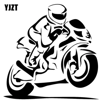 YJZT Călăreț Motocicleta Sport de Curse de Vinil Autocolant Auto Negru/Argintiu 8A-0278