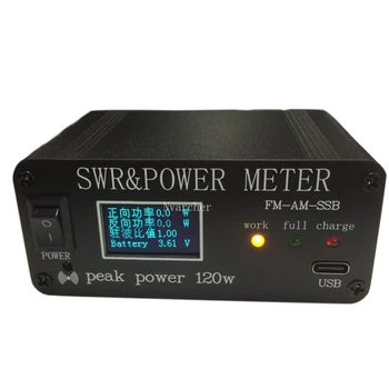 1.8 Mhz-50Mhz 0,5 W-120W SWR HF Scurt Val de Val în Picioare SWR Metru Și Metru de Putere + Baterie + OLED, FM SUNT CW SSB