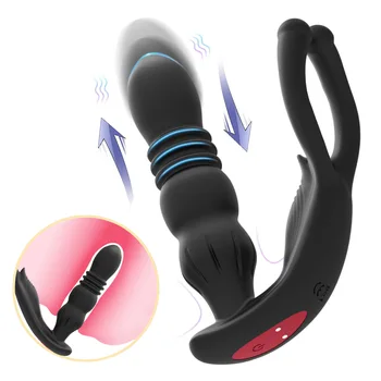 Silicon Anal Vibrator Penetrare Prostata Masaj Stimulator Intarziere Ejaculare Inel de Blocare Anal, Dop de Fund Jucarii Sexuale Vibratoare pentru Bărbați