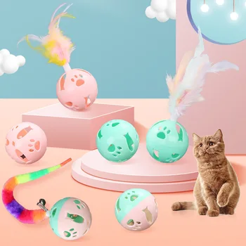 Delicat nouă Jucărie Pisica Macarone Pene Bell Ball Material EVA Spuma de Lumină Aruncarea Mingii Amuzant Interactive Jucărie de Pluș Produse pentru animale de Companie