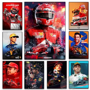 F1 Racer Poster Formula 1 Portret de Campion Mondial de Curse Echipa de Decorare, Graffiti Decor Panza Pictura Camera de Perete Acasă HD Poster